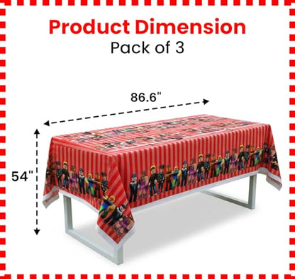 3 Pcs Plastic Table Cloth Disposable 108x108cm Video Game Birthday Party Supplies Video Game Table Cover Gamer Supplies Rectangle Waterproof Happy Birthday Tablecloth Gaming Party Decorations - color: Red