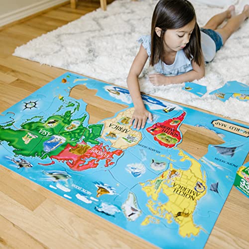 Melissa & Doug World Map Jumbo Jigsaw Floor Puzzle (33 pcs, 2 x 3 feet) - size: 1 Count