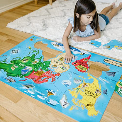Melissa & Doug World Map Jumbo Jigsaw Floor Puzzle (33 pcs, 2 x 3 feet) - size: 1 Count