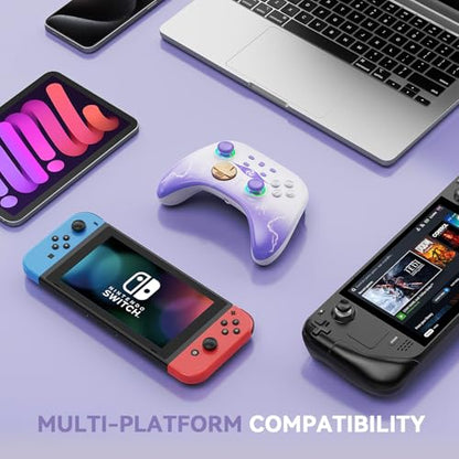 Mytrix Switch Pro Controller with Charging Dock, Wireless Controllers for Nintendo Switch/Switch 2/OLED, Hall Effect Joystick/Trigger, RGB Lighting, Turbo/Macro Button, for PC, iPad - Raiden Design - color: Purple