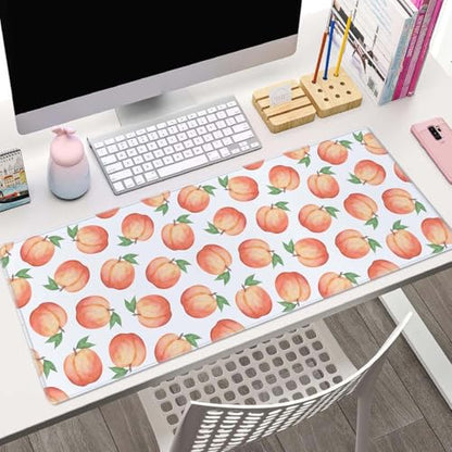 Gaming Mouse Pad, XL Extended Computer Keyboard Long Mouse Mat, Large Desk Pad for Office Laptop, Non-Slip Rubber Base with Stitched Edge Mousepad, 31.5X11.8 inch Watercolor Peaches - color: Watercolor Peaches