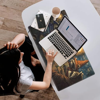 Card Playmat 24" x 14" TCG Game Mat for MTG and Other Card Games, Premium Stitched Card Gameplay Mat with Non-Slip Rubber Backing Board Games Desk Duel Mats, Fantasy Raccoon TTRPG Night - color: Fantasy Raccoon Ttrpg Night, size: 24"X14" Without Zones