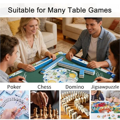 Neoprene Mahjong Mat (33"x33"), No Creases, with Storage Bag | Mahjong Mat with Rules, Anti-Slip, Noise-Reducing, for Mah-jong/Poker/Dominoes Games,Mahjong Accessories for Women and Men - style: Nature