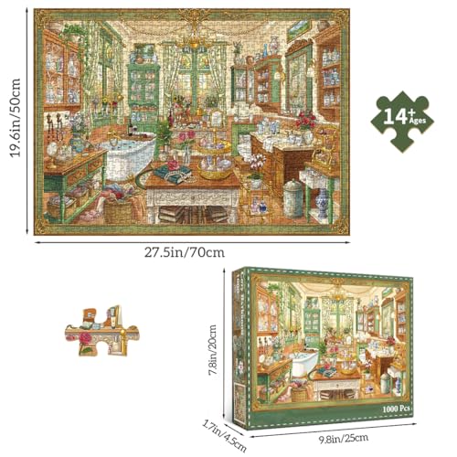 HUADADA-*Cozy Bathroom*-Jigsaw Puzzles for Adults 1000 Pieces, Interlock Perfectly No Dust, Impossible Difficult Hard Fun 1000 Piece Jigsaw Puzzles for Adults-1:1 Poster - color: Cozy Bathroom