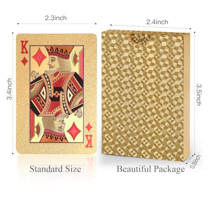 ACELION Waterproof Playing Cards, Plastic Playing Cards, Deck of Cards, Gift Poker Cards (Gold) - color: Gold