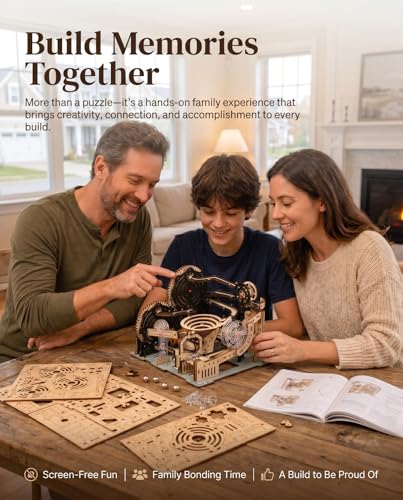 3D Wooden Puzzle for Adults, Electric DIY Marble Run Model Kit with Spiral Funnel, Gear-Driven Motion & Steel Marbles, Brain Teaser Building Toy, Creative Desk Decor Gift for Teens Adults 14+ - size: 168Pcs