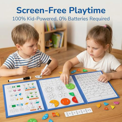 Magnetic Fraction Tiles Circles Playbook Homeschool Math Manipulatives | STEM Educational Games, Visual Learning Tools, Elementary Classroom Activities, Addition Subtraction Aids, Gifts for Boys
