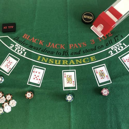 Blackjack Table Top Felt Layout - 36" x 72" Rectangle Las Vegas Style Green Casino Poker Table Cover Mat, Great for Poker Game Night Events Theme Party Fundraisers & Gatherings (Pack of 2) - size: 72" x 36" (Rectangular) (Pack of 2), style: Blackjack