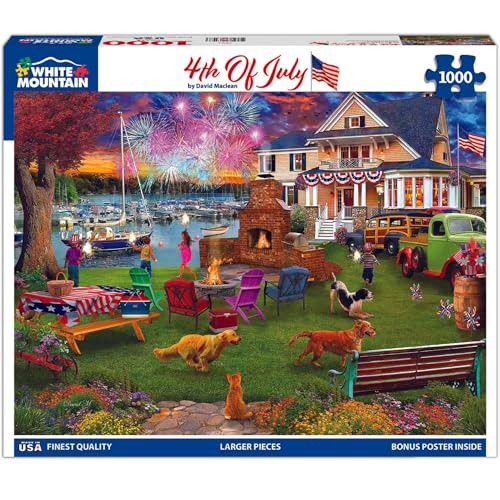 White Mountain 1000 Piece Jigsaw Puzzle Patriotic Summer, 4th of July | Large Pieces, Gift for Adults and Family, 24"x30" in, Celebration