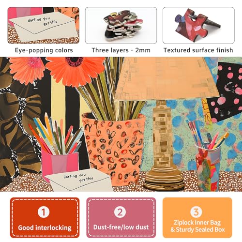1000 Piece Jigsaw Puzzle for Adults, Artist Desk Puzzle | Oil Painting-Style Artist Desk Scene with Vibrant Art Supplies and Rich Details, 24 x 24 in - color: You Got This!