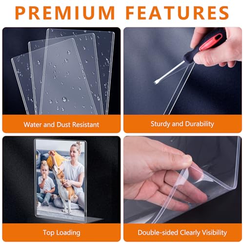 AKONEGE 6PCS 6" x 9" Rigid Print Protectors Clear Hard Plastic Large Card Sleeves for Jumbo Card, Top Loading Rigid Card Sheet Protectors for Postcards, Photos, Trading & Sports Cards - size: 6" x 9"