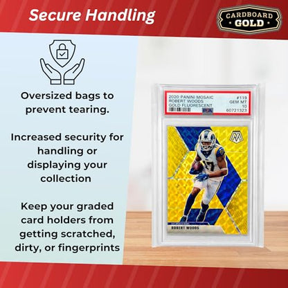 Cardboard Gold Graded Card Sleeves - Fits PSA SGC BGS CGC slabs - 1000 ct | Resealable Adhesive Flap, 2-Mil Polypropylene, Acid-Free, PVC-Free, Archival Safe, Fits Magnetic and Screw-Down Holders - size: 1000 Card Bags