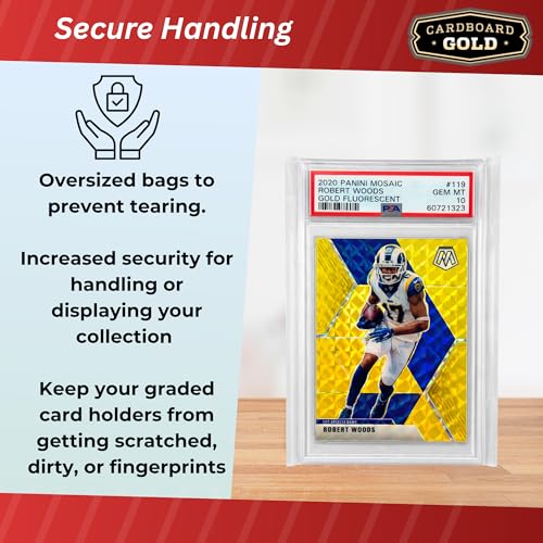 Cardboard Gold Graded Card Sleeves - Fits PSA SGC BGS CGC slabs - 200 ct | Resealable Adhesive Flap, 2-Mil Polypropylene, Acid-Free, PVC-Free, Archival Safe, Fits Magnetic and Screw-Down Holders - size: 200 Card Bags