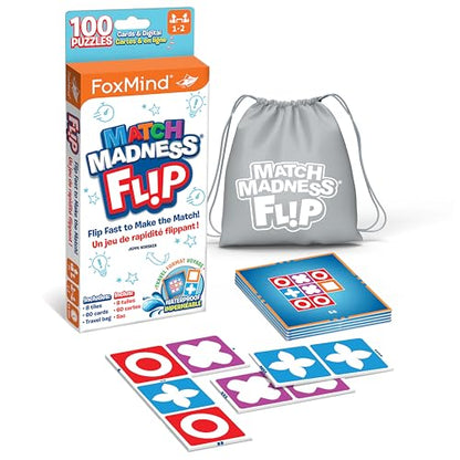 Foxmind Games: Match Madness Flip - Travel Sized Pattern Matching Puzzle Game, Develop Problem Solving-Logic-Fine Motor Skills, Kids 7+, 1-2 Players - style: Travel