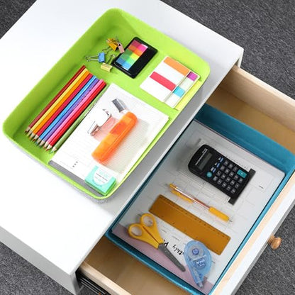 2pc Office desk drawer organizer Paper File Tray Green Turquoise - color: Green +Turquoise