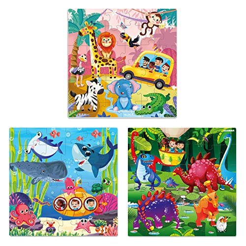 Magnetic Puzzles for Toddlers 3-5 - Kids Travel Toys for Boys and Girls | 36 Pieces Sudoku Toddler Puzzles Ages 2-4 – Animal Jungle Sea Travel Games for Kids 4-6 – Car Airplane Road Trip Games - color: 2. Jungle 36 Pcs