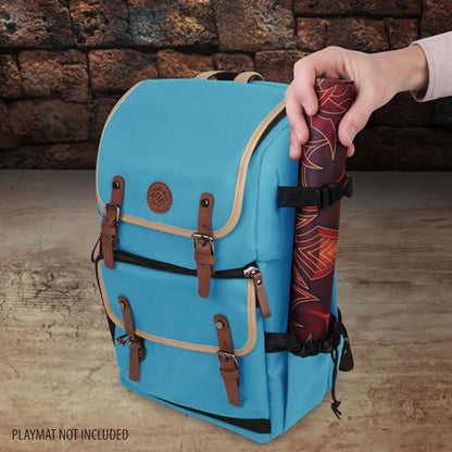 ENHANCE Designer Edition TCG Backpack - MTG Deck Bag Card Binder Space, TCG Deck Box Storage, MTG Playmat Holder - Card Storage Compatible with Magic the Gathering, Pokemon, Lorcana (Canvas Blue) - color: Canvas Blue