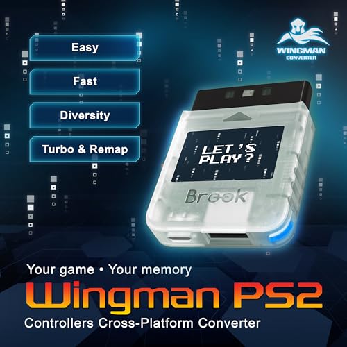 Brook Wingman PS2 Transparent White Converter - Special Retro Consoles Converter for XB Series X|S, One, 360, Elite 1&2 and PS5/PS4/PS3, NS Pro Controller on PS2/ PS1/ PS Classic Consoles - color: Transparent White