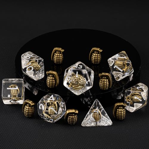 DND Resin Bomb Dice Set, D&D Polyhedral Dice for Dungeons and Dragons RPG, MTG Role Playing Games D and D Dice 7pcs D20 D12 D10 D8 D6 D4 for Ages 15 and Up - color: Bomb
