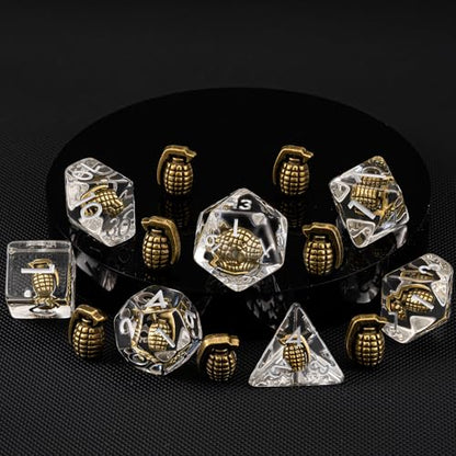 DND Resin Bomb Dice Set, D&D Polyhedral Dice for Dungeons and Dragons RPG, MTG Role Playing Games D and D Dice 7pcs D20 D12 D10 D8 D6 D4 for Ages 15 and Up - color: Bomb