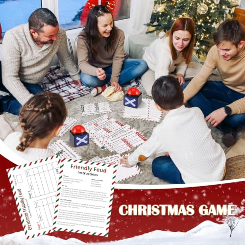 Syhood Christmas Friendly Feud Card Game with 2 Answer Buzzers, Xmas Family Trivia Quiz Game Night, Fun Party Activities for Adults, Office, Classroom, Large Group and Team Building - style: Xmas Style