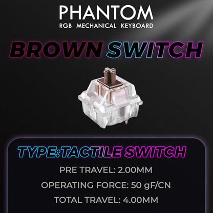 TECWARE Phantom 87 Key Wired TKL Mechanical Gaming Keyboard | Outemu Brown Linear Switch | 16.8M RGB LED | 18 Lighting Modes | N-Key Rollover | 1000Hz Polling | Software Customizable | PC & Mac - color: Brown Switch