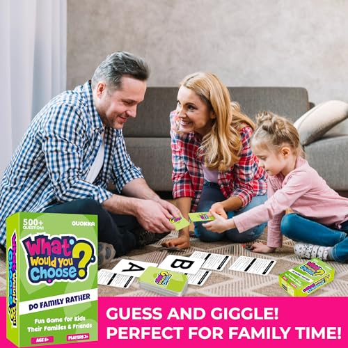 QUOKKA Board Games for Kids 8-12 – Family Games for Kids and Adults – What Would You Choose – 500+ Questions – Does Family Rather – Fun Card Game for Families and Teens - color: 2. Family Edition