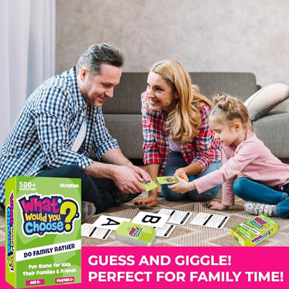 QUOKKA Board Games for Kids 8-12 – Family Games for Kids and Adults – What Would You Choose – 500+ Questions – Does Family Rather – Fun Card Game for Families and Teens - color: 2. Family Edition