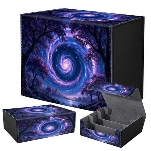 Strong Magnet for TCG MTG Commander Deck Box Playing Card Case Organizer Trading Card Case Creative Pattern Trading Card Storage Box for Collectible Games Up to 2400 Cards,Blue Spiral Galaxy - color: Blue Spiral Galaxy