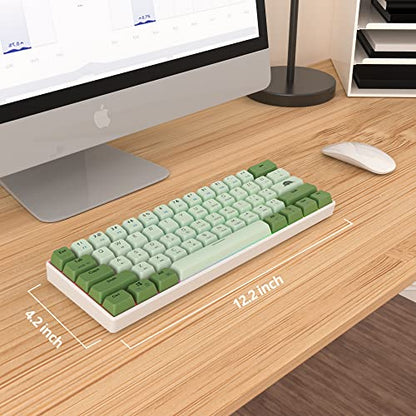 60% Mechanical Keyboard Wired Linear Red Switch RGB Backlight | 60 Percent 61-keys Compact Layout Gaming Keyboard TKL Ultra-Compact Mini RGB Backlit - color: 61 Matcha/Red Switch