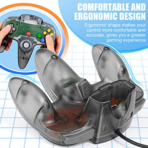 Wired USB N64 Controller, FISUPER Classic Video Game Controller USB Gamepad for Windows PC MAC Raspberry PI Retropie (Clear Black) - color: clear black