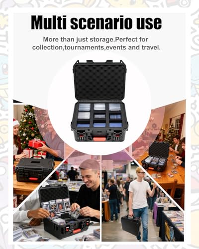 QINGUANG Graded Card Storage Box,Trading Card Case with 6 Foam Dividers,IP67 Waterproof PSA Slab Case for PSA/CSG/CGC/BGS Top Loaders Sports Cards (14.06"x11.81"x6.89") - size: 3 Rows upgraded
