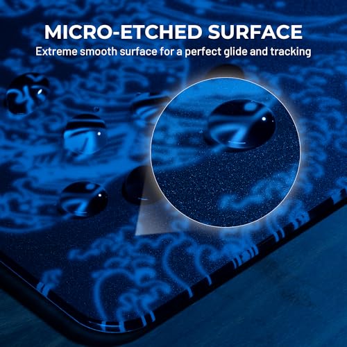 XVX Black Kanagawa Glass Mousepad 4.0, Hard Mouse Pad for Gaming, Ultra-Smooth Micro-Etched Surface Mouse Mat with Non-Slip Rubber Base(410mm*310mm) - color: Black(Kanagawa)