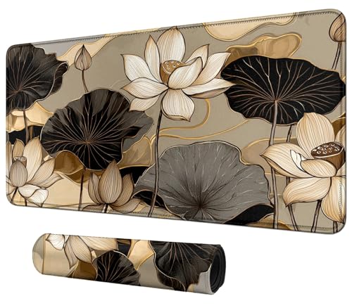 Lotus Leaves for MTG & TCG Playmat Mouse Pad,BFDHGQZC 24" x 14" Game Mat for MTG/RPG/CCG Trading Card Game Playmats Table Mat Perfect for Card Games Video Games Computer Office - color: Lotus Leaves