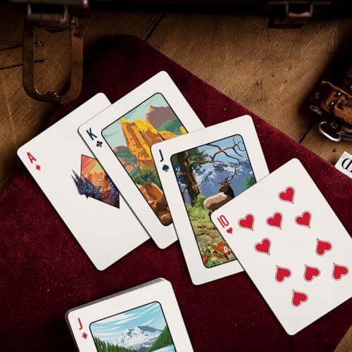 99FOX Nature Reserve National Park Playing Cards, Premium Black Core Paper Poker Deck with Linen Texture, Scenic Landscape Wildlife Art, Gift for Card Game Lovers, Collectors