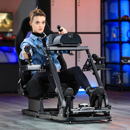 Marada Flight Racing Simulator Cockpit with Dual Shift Lever Platform Compatible with Thrustmaster, for PXN, for Logitech G29 G920 X56, Foldable sim Game Stand, Throttle Joystick Keyboard Not Included