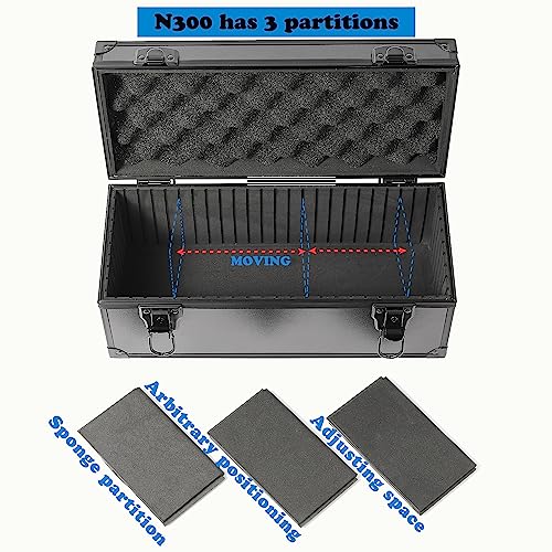 Azamou Toploaders Storage Box for 3" x 4" 35pt Rigid Cards, Trading & Sports Cards, Graded & Rating Cards, with 3 DIY Sponge Partitions (Holds 300+ Toploaders (N300-Black)