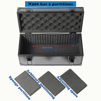 Azamou Toploaders Storage Box for 3" x 4" 35pt Rigid Cards, Trading & Sports Cards, Graded & Rating Cards, with 3 DIY Sponge Partitions (Holds 300+ Toploaders (N300-Black)