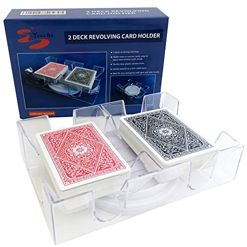 Yuanhe 2 Deck Rotating-Revolving Playing Card Tray, Card Holder - size: 7.24(L) x 5(W) x 2(H) inches