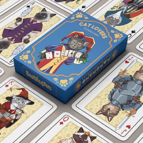Cat Playing Cards Themed Deck for Adults - Collectible Card Games for Teens, Women and Men - Card Games For Adults on Family Game Night - 54 Cards for Solitaire or Poker - Fun Gifts for Cat Lovers