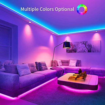 MIHEAL Led Strip Lights Kit 65.6ft 5050 SMD RGB Flexible LED Tape Lights with UL Power Supply IR Remote Controller for Under Cabinet Lighting Bedroom, Living Room - color: Black