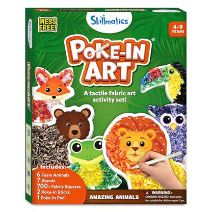 Skillmatics Poke-in Art – Animals, Mess-Free DIY Wood Craft Kit for Kids | Creative Fine Motor Activity, Pretend Play & Room Decor, Gift for Girls & Boys Ages 4, 5, 6, 7, 8, 9 - style: 4. Animals