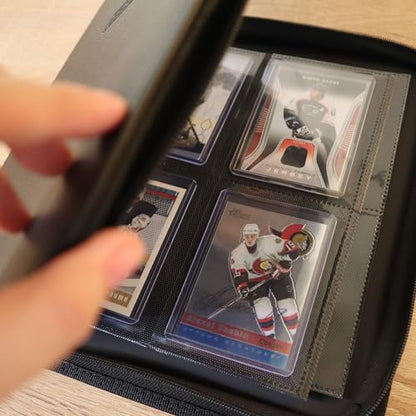 EVORETRO 4 Pocket Top Loader Binder for Pokémon, MTG, Lorcana & Sports Cards – Small Toploader Binder Fits 2x2 Toploaders 35pt–55pt, 96 Slots with 2 PSA Slab Pockets - style: Without Window