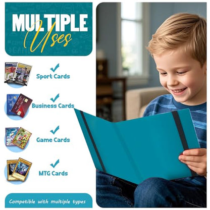 Card Binder 9-Pockets,Trading Card Binder,20 Pages, 360 Card Capacity Collection Binder, Card Folder for MTG, TCG, Game Cards & Sports Cards (Lake Blue) - color: Lake blue