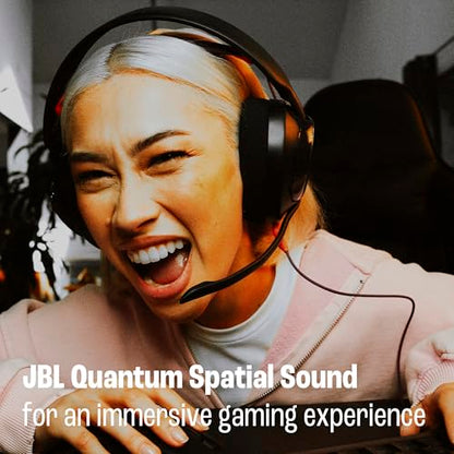 JBL Quantum 250 Wired Gaming Headset Spatial Sound Mic - White | Plug And Play 3.5mm Connection For PC, Xbox, PlayStation, Switch, With Detachable Boom Arm And Lightweight Over Ear Comfort - color: White