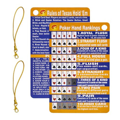 Poker Hand Rankings Chart – Large, Easy-to-Read Texas Hold’em & Omaha Reference Guide – Waterproof & Durable – Perfect for Beginners & Home Games (Golden) - color: Golden