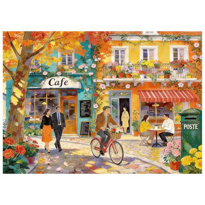 Romantic Cafe Puzzles for Adults 1000 Pieces,27.6x19.7in | Challenging Street Scene Jigsaw Puzzle,No Dust,Recycled Paper,Letters on Back,Stress Relief Gift for Family Games - color: Romantic Cafe