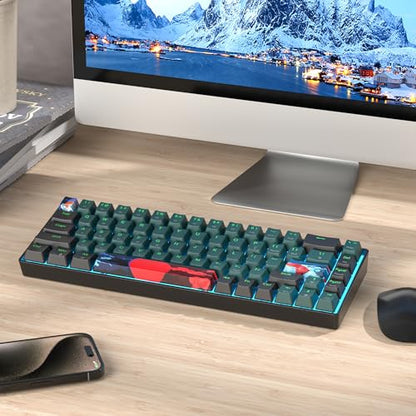 Portable 60% Mechanical Gaming Keyboard Blue/Black, Blue LED Backlit Wired Key Board with Red Switch, Compact 68 Keys Mini Office Keyboards for Laptop PC (68 Soundwave A/Red Switch) - color: 68 Soundwave A/Red Switch