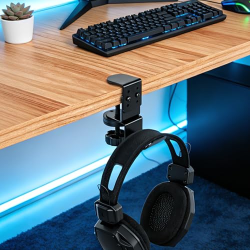 MYITYARD Clamp Mug Hooks Under Desk, Clip On Hook Cup Holder, Desktop Hanging Headphone Hook for Office, Computer Desk, Student Class Desk, Cabinet - color: Desk Hooks