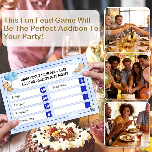 Baby Shower Friendly Feud Game, Funny Trivia Games for Party, Feud Games for Adults, Family Team Ice Breaker Trivia Quiz Game for Groups, Gender Reveal Party Supplies Decoration -A08